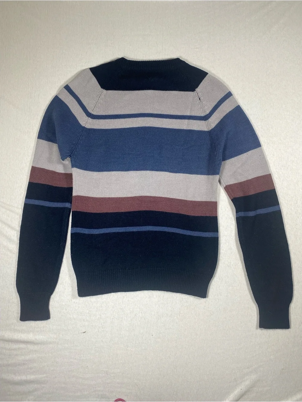 VTG Sigallo blue grey navy striped men’s sweater. Size S. Acrylic